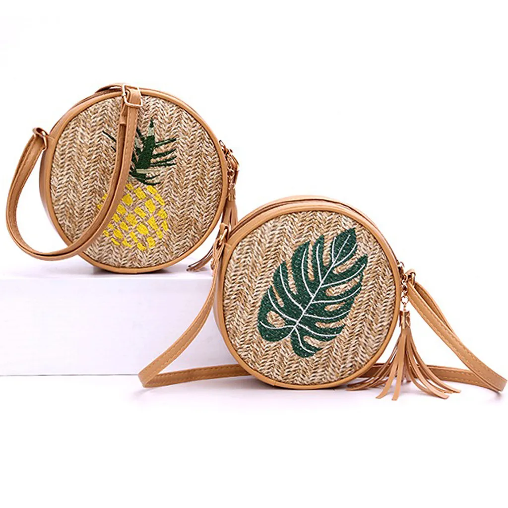 Женская сумка модная Ретро с плетеными перьями и кисточкой через плечо для