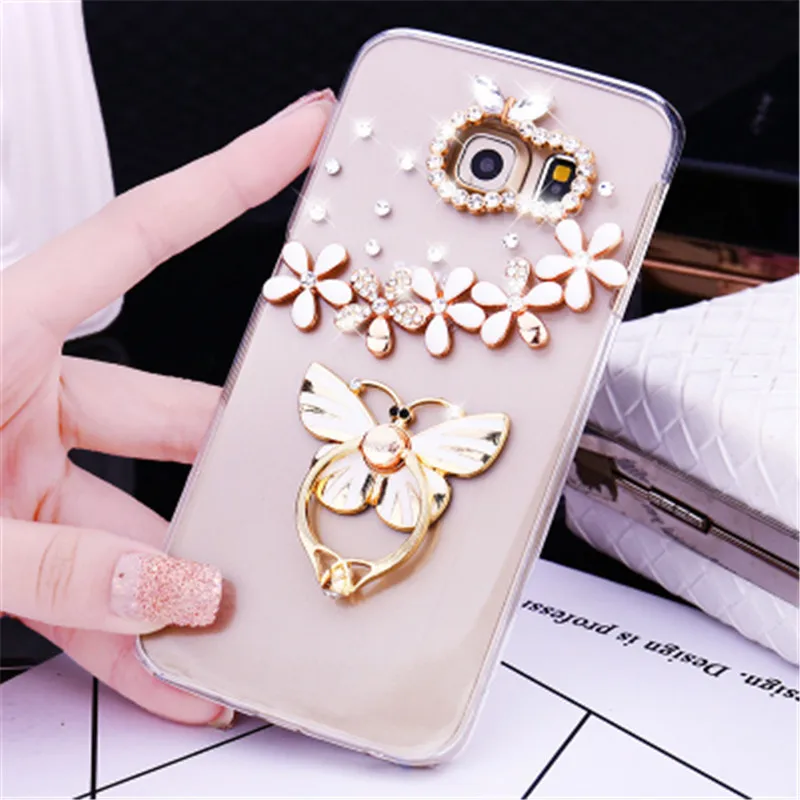 Fashion Crown Bling Diamond Crystal Case For Samsung Galaxy A6 A8 Plus Note 9 8 5 J4 J6 J8 2018 With Finger Ring Cover | Мобильные