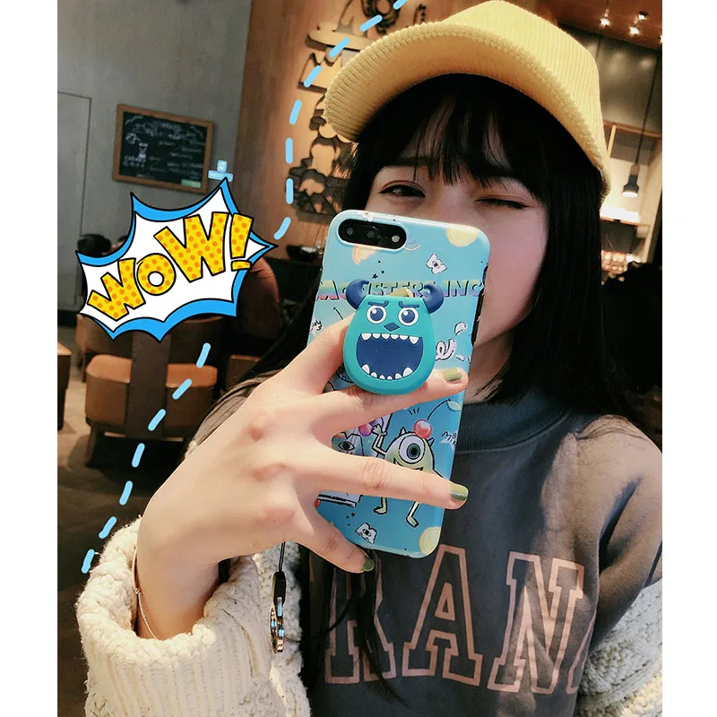 Мягкий чехол для iphone XS max Monsters, милый чехол Sullivan Mike для iphone 11 Pro 6 6s 7 8 plus, мультяшная оболочка+ подставка+ ремешок