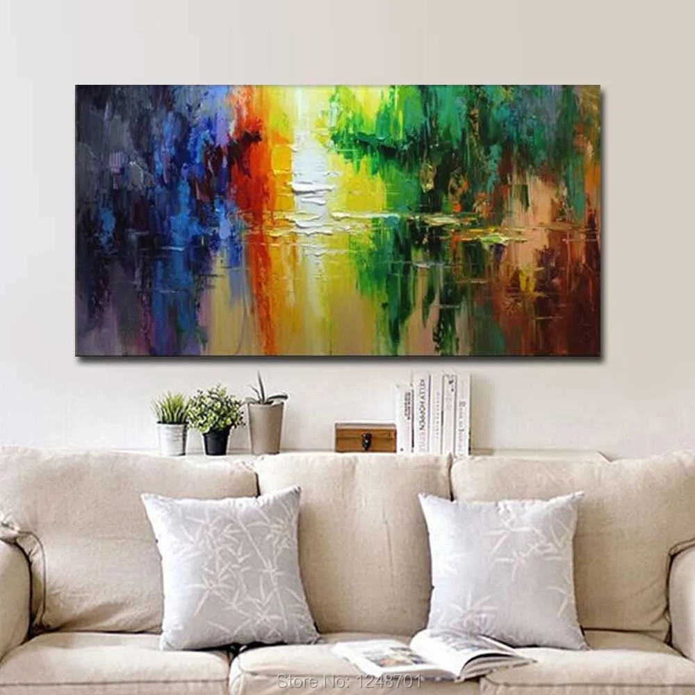 

Hand Painted Thick Texture Impasto Colorful Abstract Oil Painting On Canvas Abstract Forest Wall Picture Living Room Home Decor