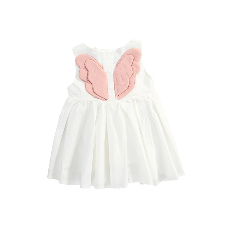 SLKMSWMDJ Children's Summer Sleeveless Fashion Cotton Dress 0-3 Years Old Baby Girl Back Butterfly Wings Princess 2 colors | Детская
