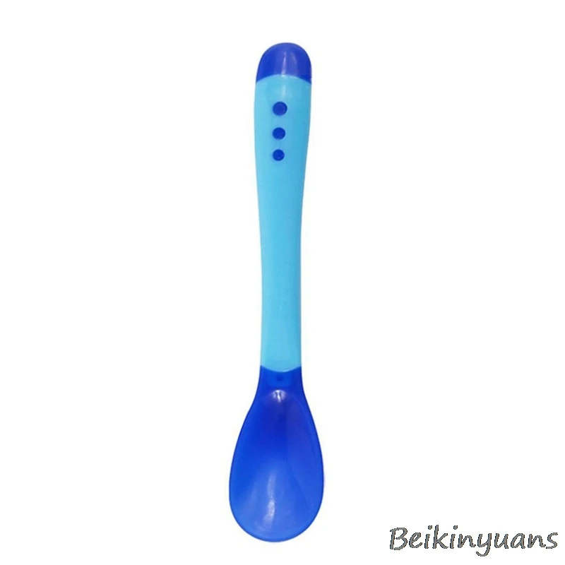 Blue spoon Детская посуда всасывающая чаша с температурным зондированием ложка детские столовые приборы детское питание Детские bean чаши, блюда - Цвет: Blue spoon