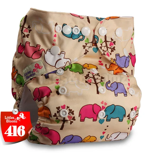 [Littles&Bloomz] Детские моющиеся многоразовые подгузники, один размер, реальный тканевый карман для подгузников, 3-15 кг - Цвет: 416
