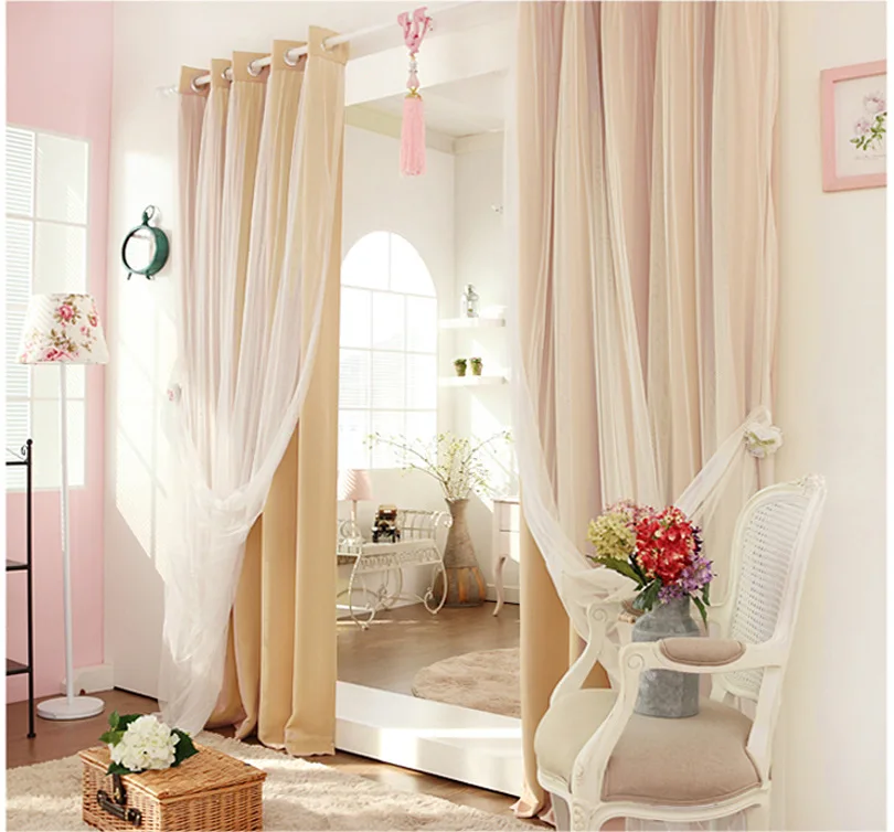 Спальня Корейские садовые окна занавес кружево Короткие Твердые затенение