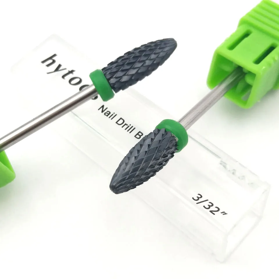 HYTOOS Пламя Черный Керамический сверло для ногтей 3/32 &quotроторные заусенцы резцы