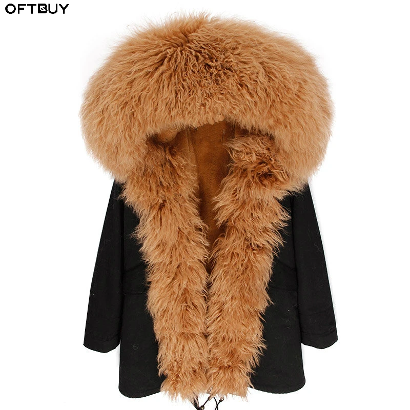 OFTBUY парка длинная синяя зимняя куртка пальто женское пальто с натуральным мехом парки с воротником из натурального меха енота теплая мягкая подкладка из искусственного меха