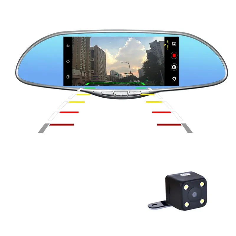 Kissen Android 5 1 Автомобильный dvr 3g 7 дюймов Touch регистраторы зеркало заднего вида