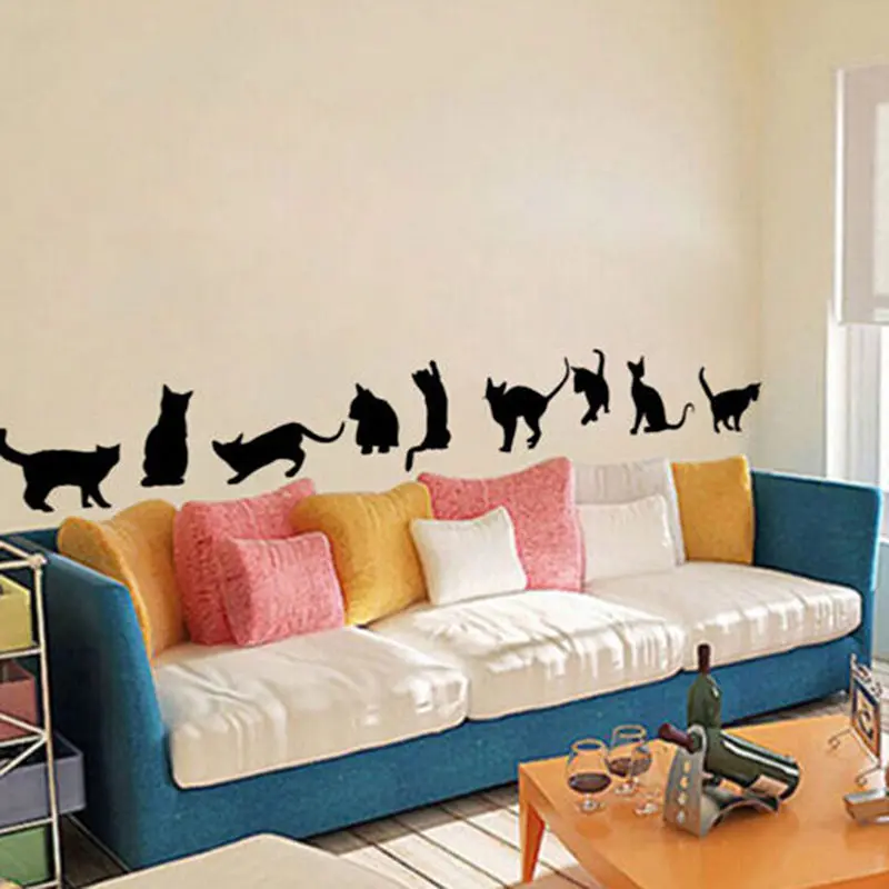 Nine Cats Wall Stickers Removable Vinyl Home DIY Art Decal Decor Kids Room Mural Decoration | Дом и сад