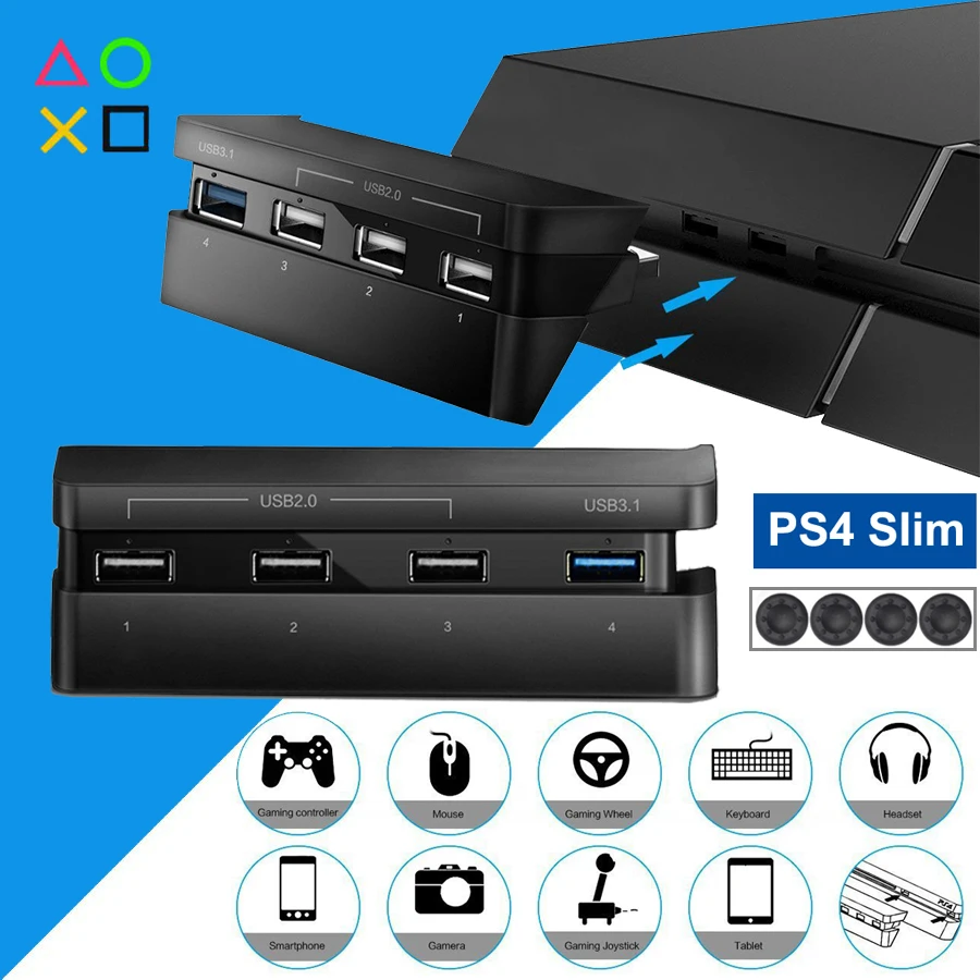 Usb хаб Сплиттер PS4 Slim 4 в 1 адаптер для Sony PlayStation Play Station PS аксессуары игровой