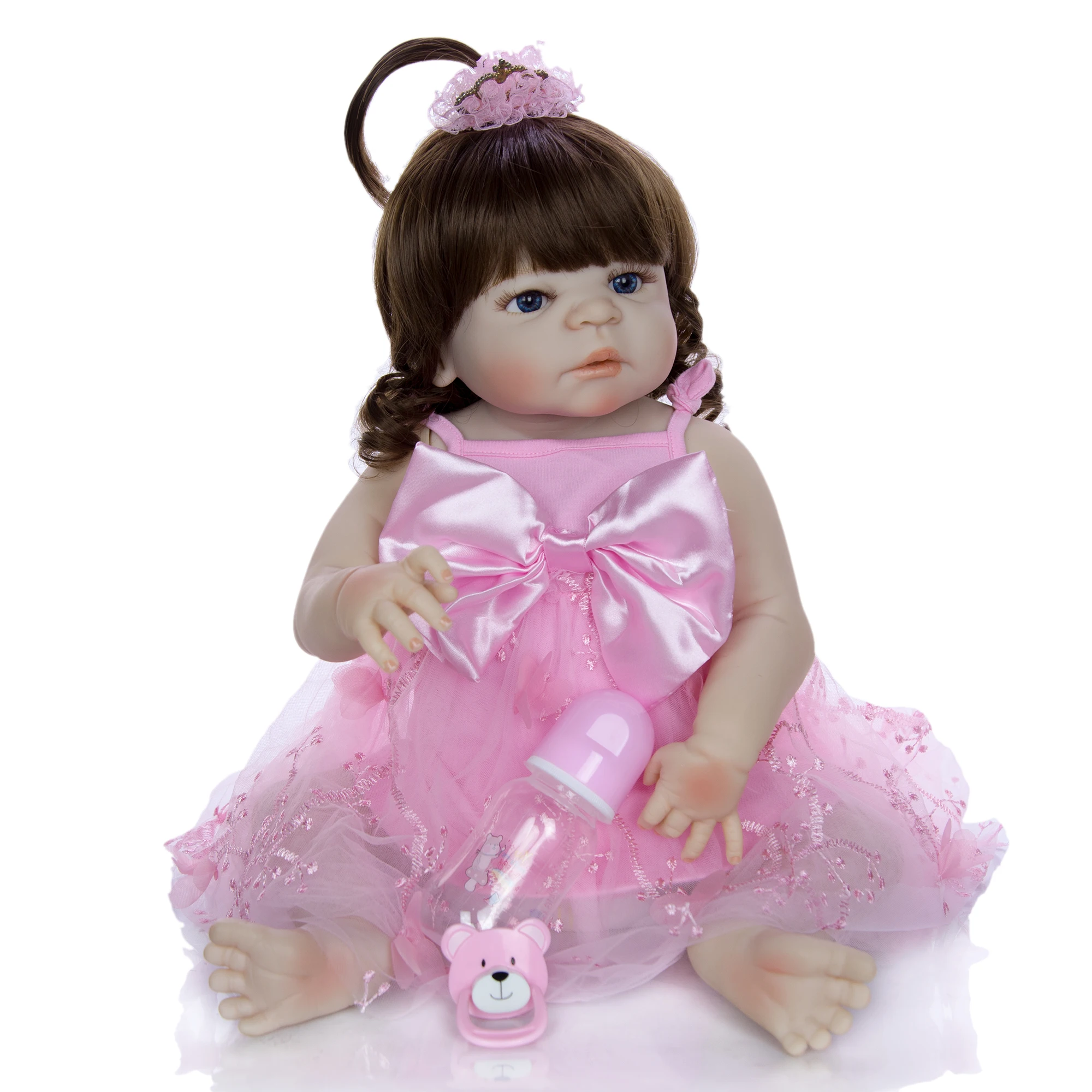 KEIUM 57cm Reborn Dolls Full Silicone Vinyl Girl Realistic Babies Toys For Christmas Gifts Lifelike Princess Newborn Doll | Игрушки и