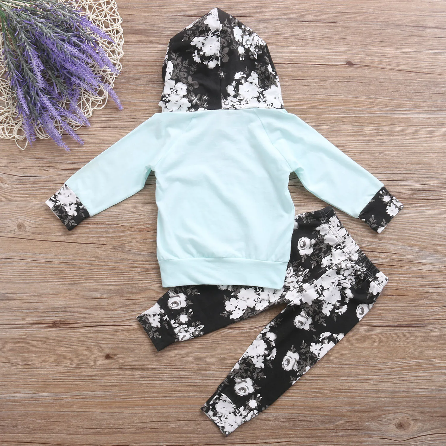 

2pcs Cute Newborn Toddler Baby Girl Hoodie Tops Floral Pant Clothes Outfits Set Size 0-24M