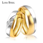 Роскошные стальные парные кольца из нержавеющей стали, стальные кольца для пар, брендовые ювелирные изделия золотого цвета с кубическим цирконием, женские обручальные кольца, Collier Bijioux