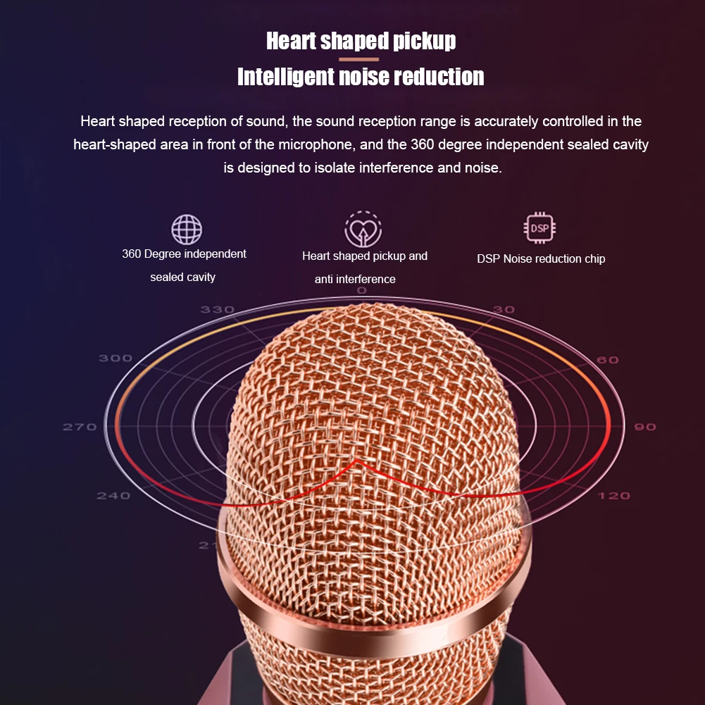 Модернизированный беспроводной Bluetooth микрофон для караоке с двойной МОП-портативный умный микрофон изолирует помехи и шум