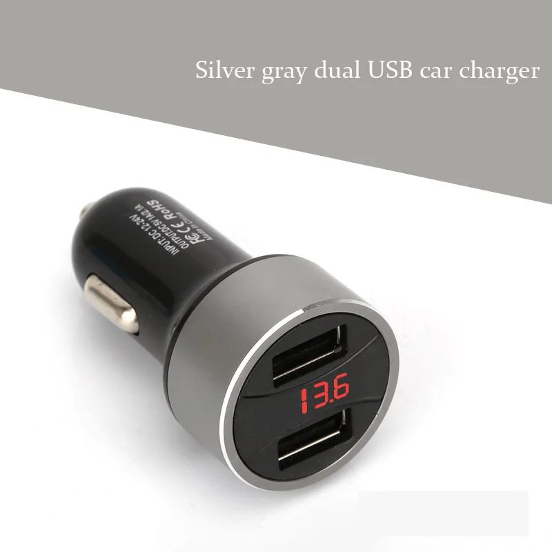 Автомобильное зарядное устройство с двумя USB портами светодиодный дисплей