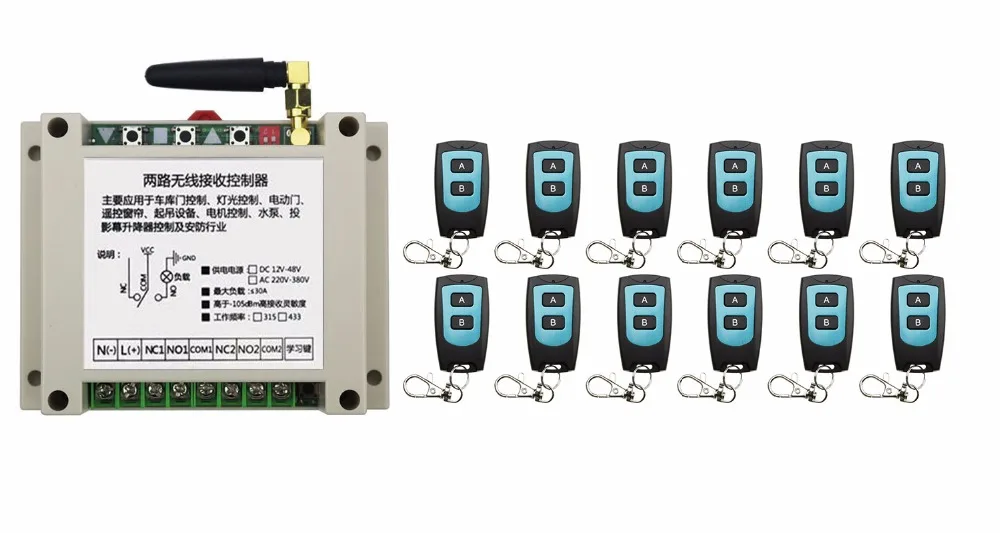 Новый DC12V 24V 36V 48V 10A 2CH радио Управление RF Беспроводной реле дистанционного