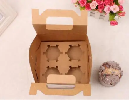 Портативный крафт-бумага один кекс торт коробка с окном 2 упаковочная для