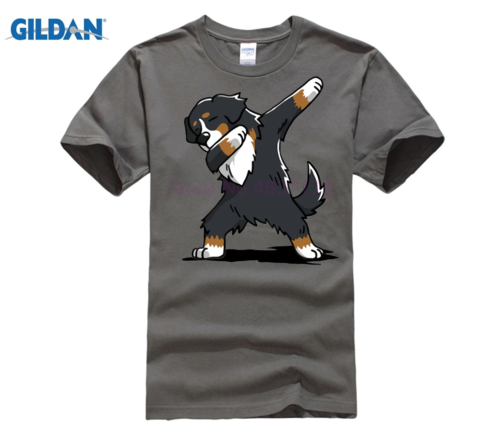 Забавная Бернская горная собака футболка мужская Dab Dog футболка мужская повседневная Модная хлопковая футболка негабаритный подарок для влюбленных собак - Цвет: charcoal gray
