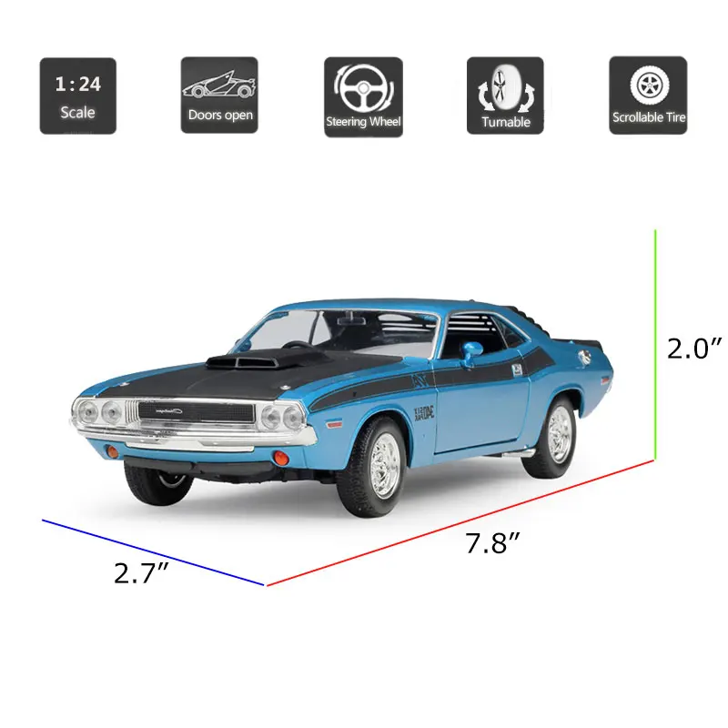 HOMMAT Simulation Welly 1:24 Scale 1970 Dodge Challenger T \ A Модель из мускулистого сплава Игрушечная