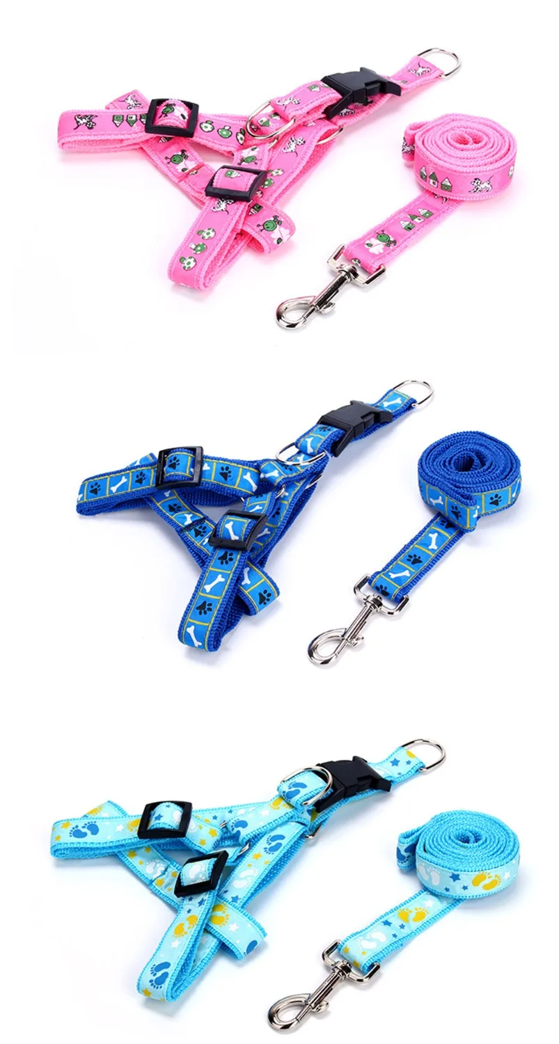

6pcs/lot Hot Sale PET Nylon Adjustable Harness Lead Leash Cat Dog Leash Traction Rope Pet dog harness Dog Collar