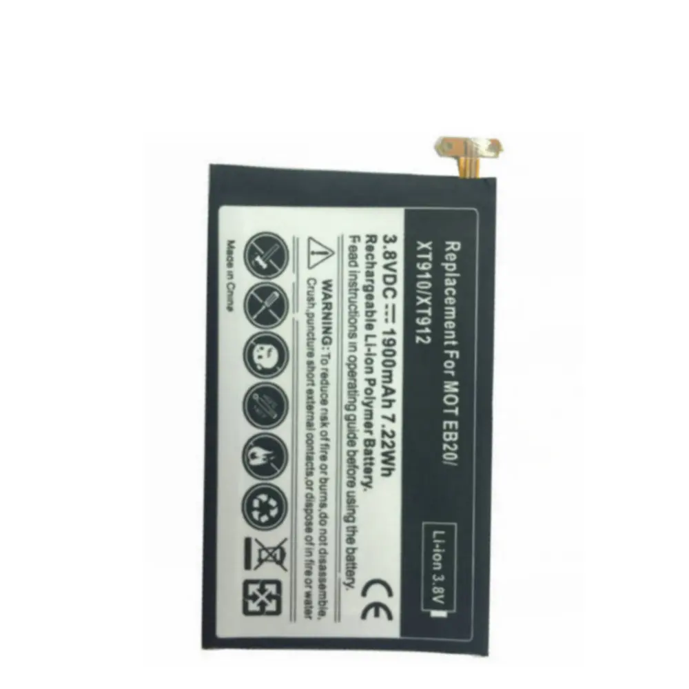 

High quality Replacement Battery Authentic 1900mAh EB20 for motorola MOTO XT910 XT912 MB886 DROID RAZR MT917 MT887 XT885 XT889