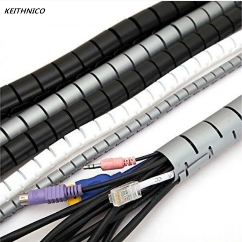 

KEITHNICO 1M 3FT Cable Wire Wrap Organizer Spiral Tube Cable Winder Cord Protector Flexible Management Wire Storage Pipe