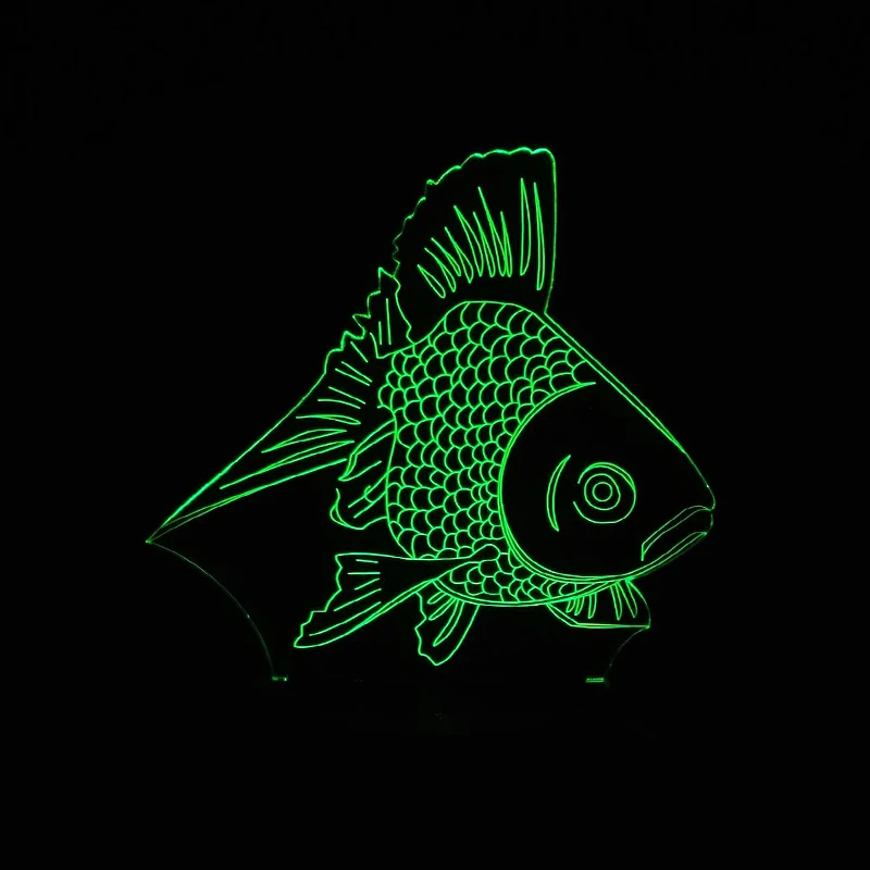 Новый мультфильм LED 3D золотая рыбка ночник 7 цветов Изменение Настольная лампа