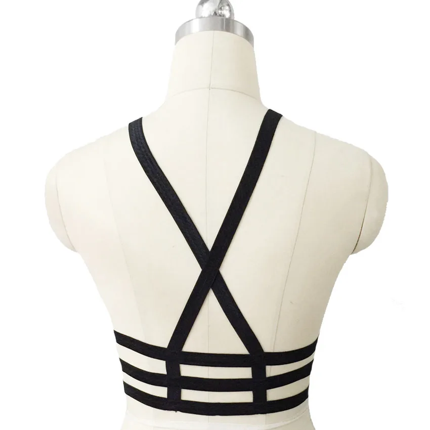 Черный женский сексуальный бюстгальтер на бретельках готический одежда для