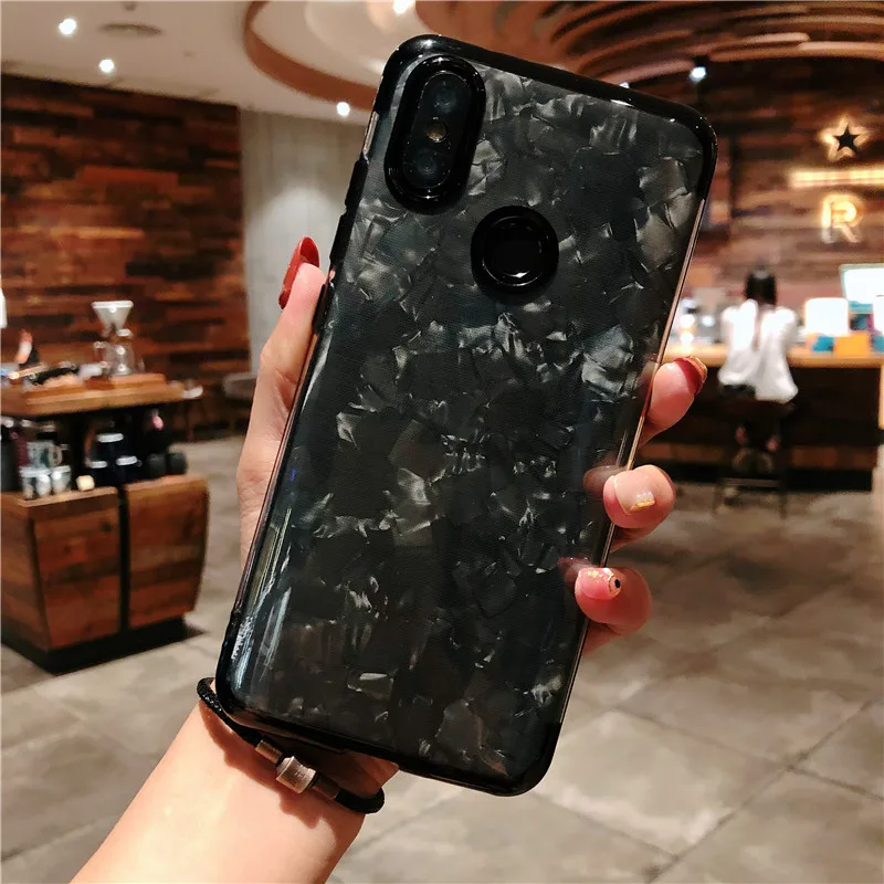 Black Чехол с мраморным блеском для XiaoMi RedMi 6 Pro 5 Plus 6A 5A чехол, блестящий силиконовый чехол S2 Note 7 4X4 Mi 9 8 SE Lite A2 A1 TPU чехол s - Цвет: Black