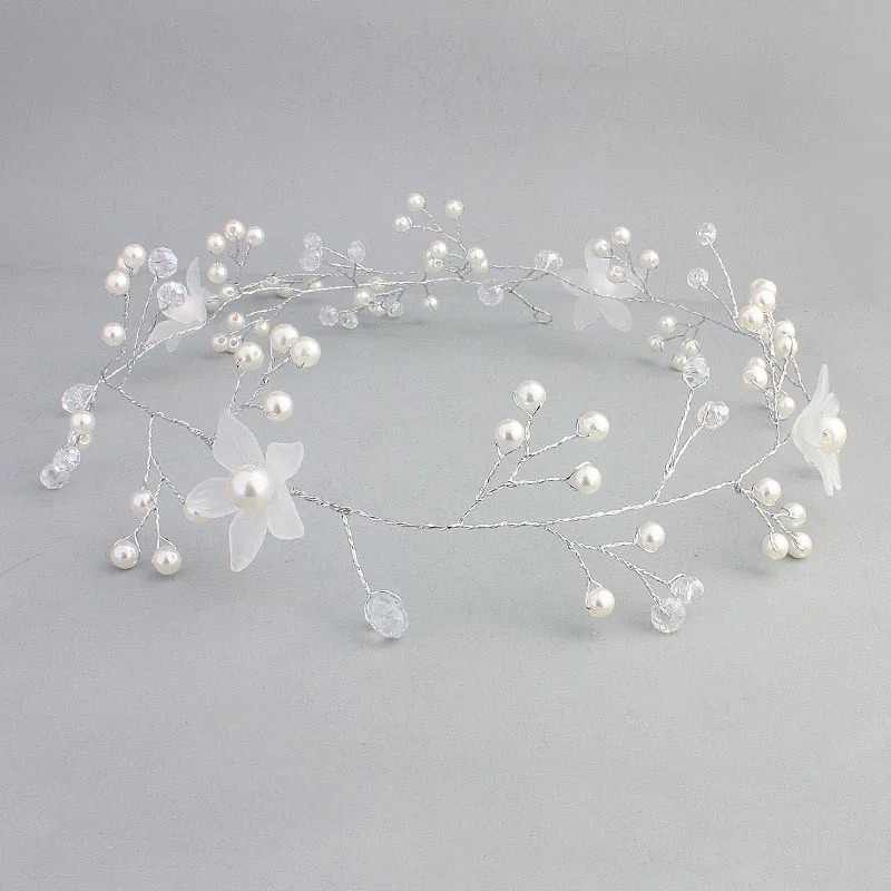 

Floralbride Handmade Alloy Rhinestones Crystals Pearls Flower Wedding Headband Bridal Hair Vine Hair Accessories Bridesmaids
