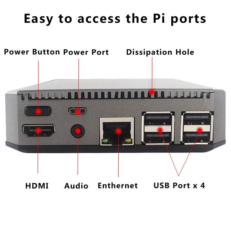 For Raspberry Pi 3 Aluminum Case Silver Customized Metal Box Enclosure compatible with Model B 3B Plus | Компьютеры и офис