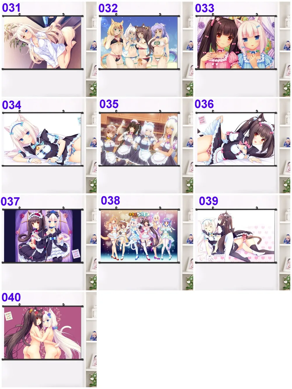 Аниме NEKOPARA Chocolat ванильный Azuki кокосовый настенный Свиток Плакат манга настенные подвесные плакаты модное украшение дома 40*60 см