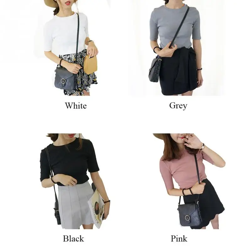 Женская футболка с круглым вырезом однотонная облегающая Повседневная коротким