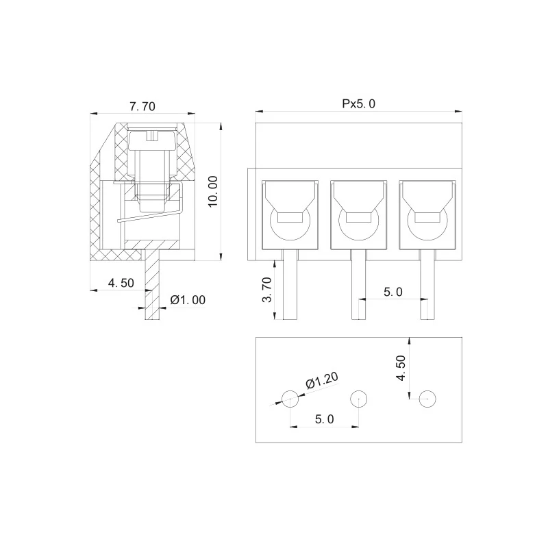 10 шт./лот KF301-5.0MM 2P KF301-3P шаг 5,0 мм прямой контакт 2P 3P 4P винт PCB клеммный блок разъем синий зеленый