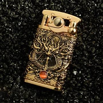 Бензиновая металлическая зажигалка Chief Gold Dragon three di men $ Мужская