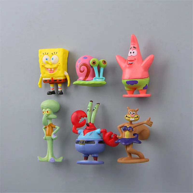 6 шт./партия губка Боб Аниме фигурки магниты на холодильник отличное качество