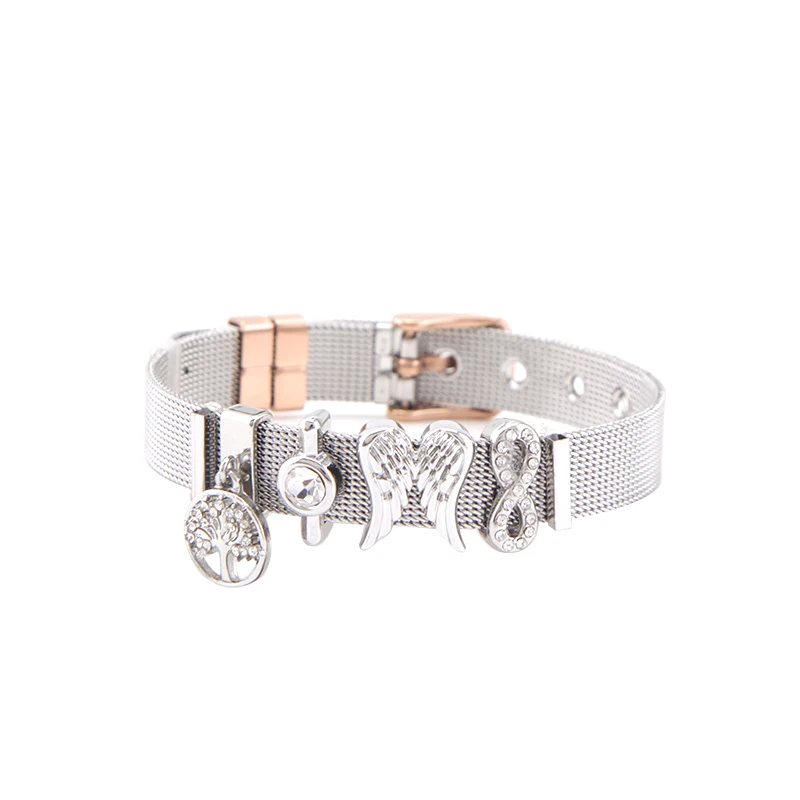 Drop shipping Somsoar Jewelry Max Mom Stainless Steel Charm Mesh Bracelet Set DIY Slide bracelet for Mother's Gift | Украшения и