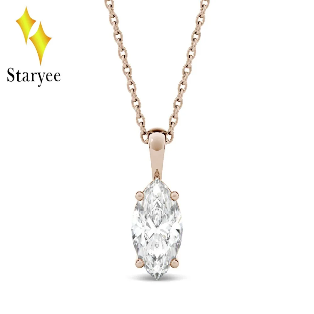 1CT Чарльз и Colvard Муассанит Цепочки ожерелья из 18 каратного розового золота DEF ВВС