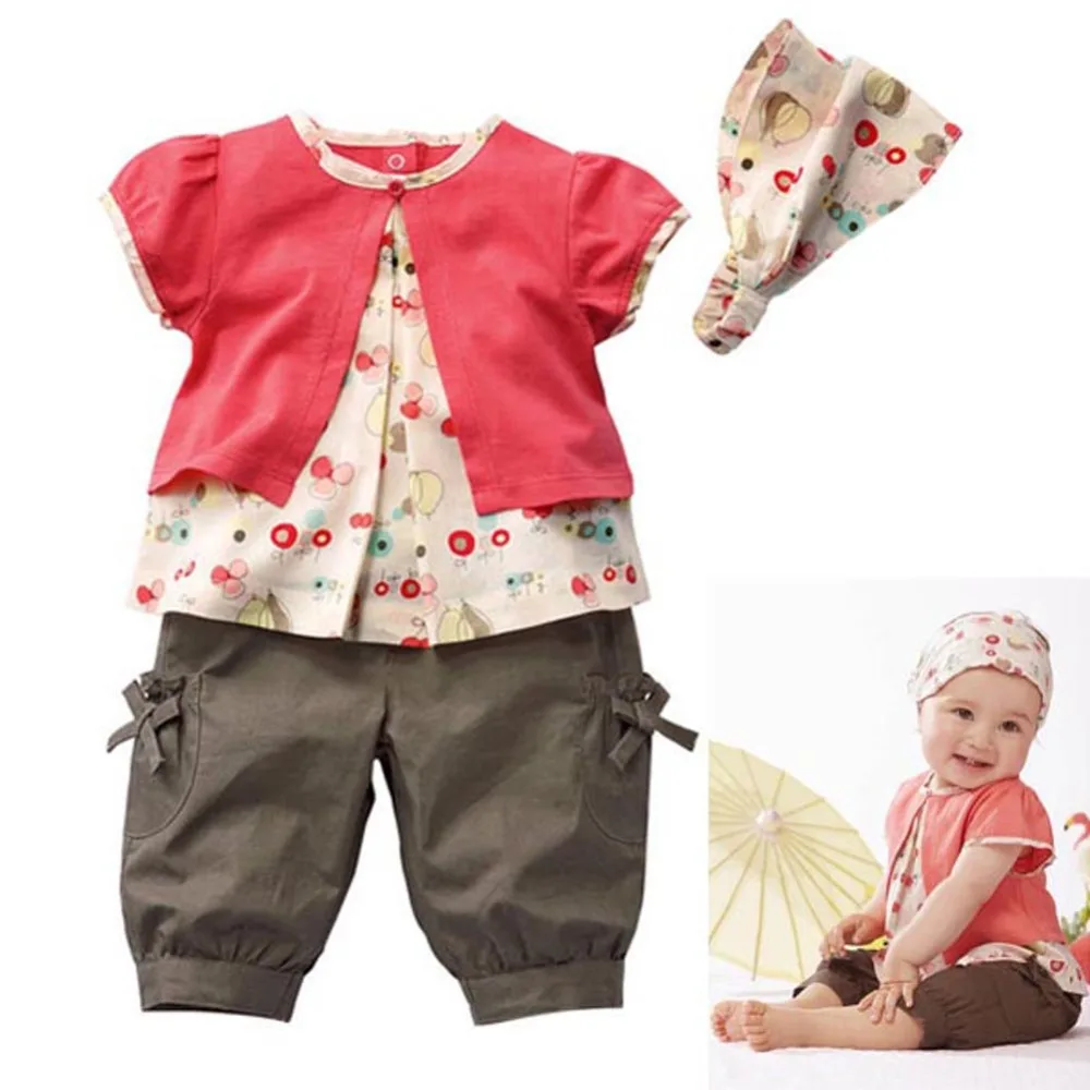 Комплект одежды из 3 предметов для маленьких девочек: топ с фруктовым принтом +