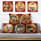 Льняная наволочка для диванной подушки, с изображением собаки самоеда, Хаски, 45 х45 см, наволочка с животным, чехол для домашнего декора