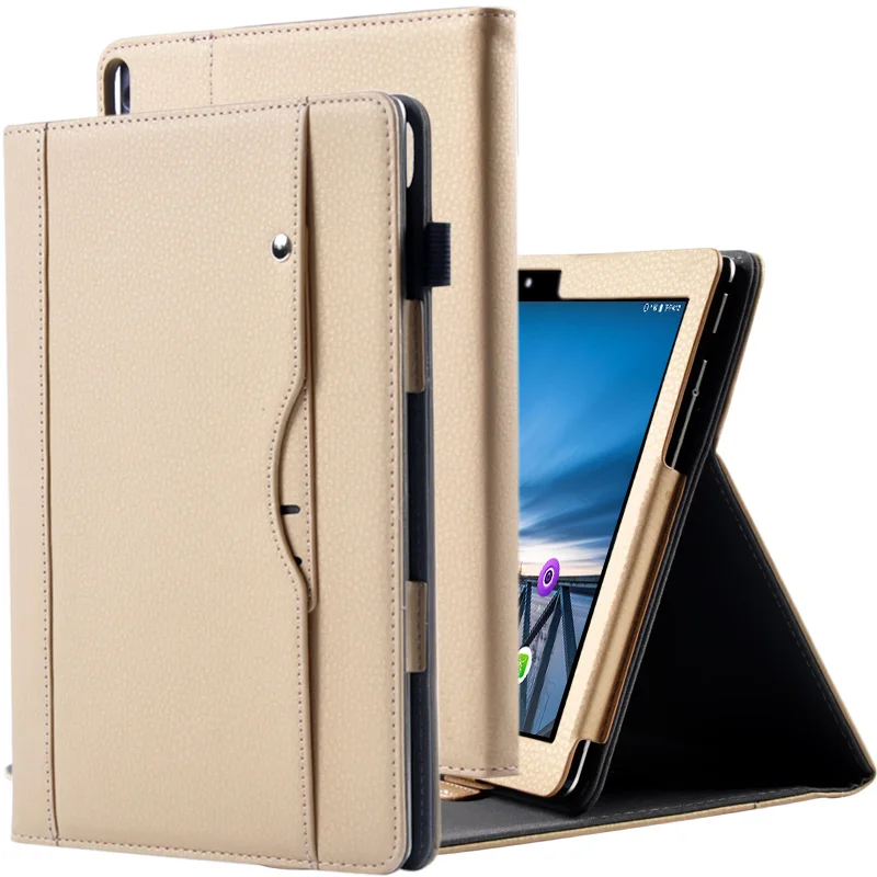 Золотой Роскошный бизнес-Чехол-книжка с подставкой, чехол для lenovo Tab M10, TB-X605F, TB-X605L, TB-X605, 10,1 дюймов, планшет с ремешком на руку - Цвет: Золотой