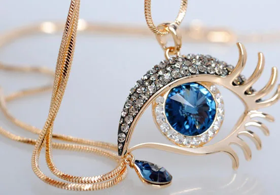 Женское ожерелье с кулоном в виде слезы длинное