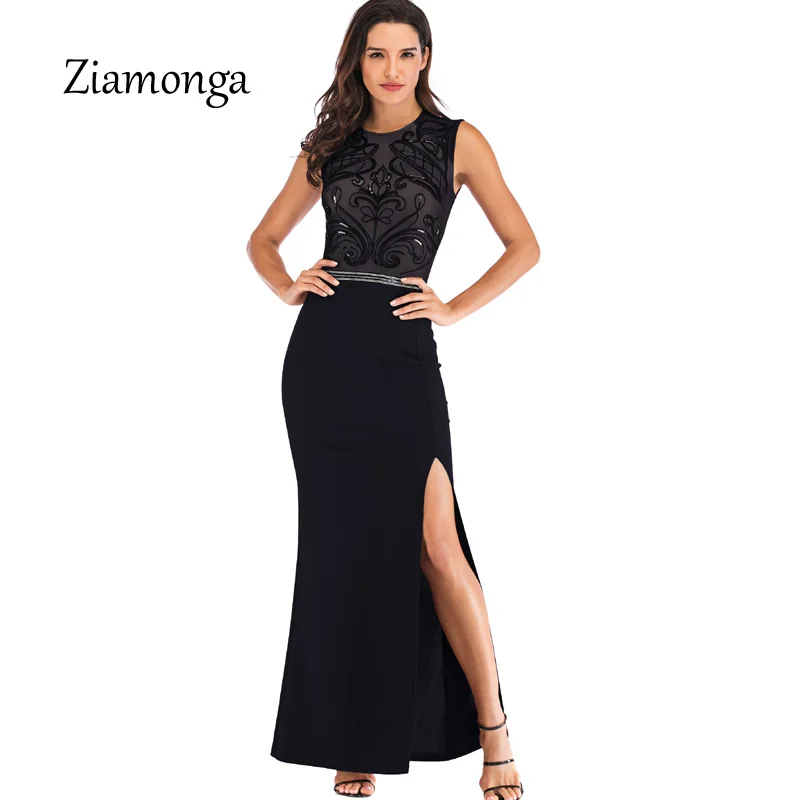 Ziamonga женское длинное платье с блестками элегантное свадебное облегающее