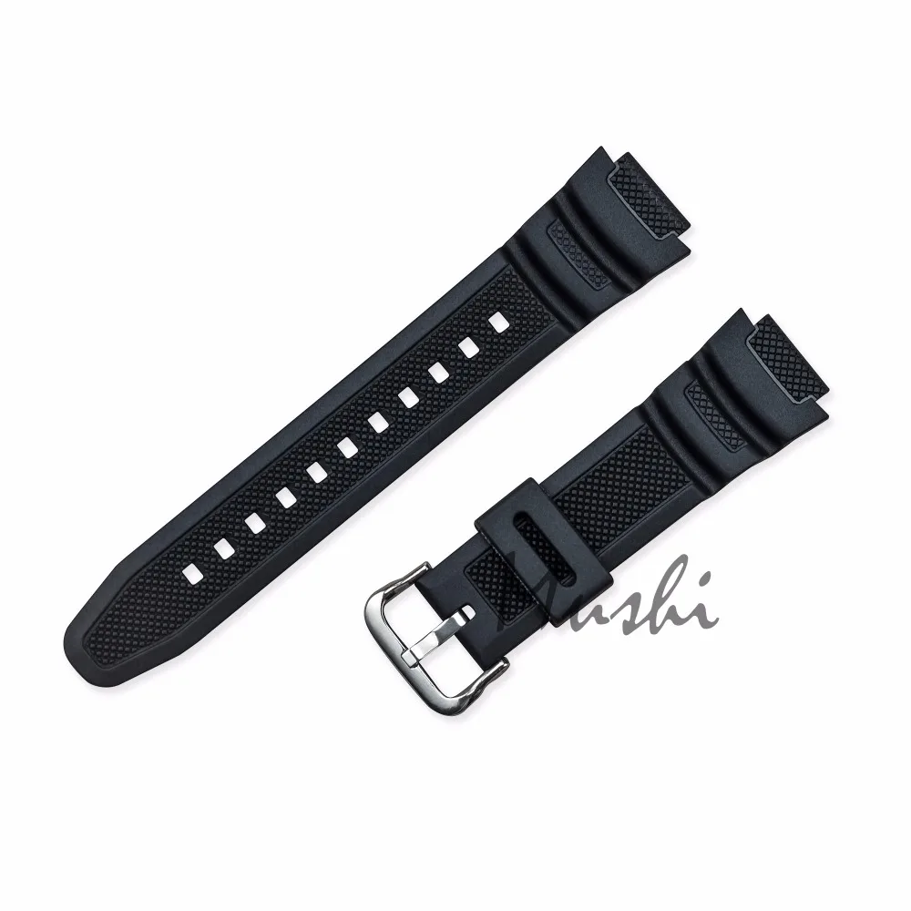 Каучуковый ремешок для объектива с оптическими зумом Casio AE-1000w AQ-S810W SGW-400H/SGW-300H силиконовый ремешок для часов булавки Туфли с ремешком и пряжкой часы на запястье браслет цвета: черный