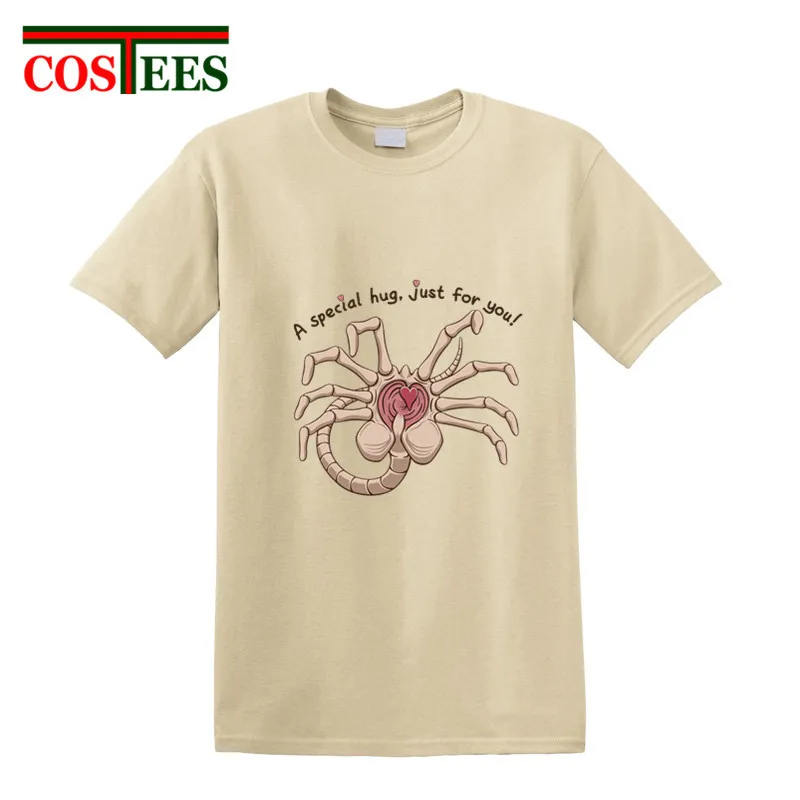 Забавная футболка с персонажем из мультфильма А обнимай Мужская ужасом alien facehugger