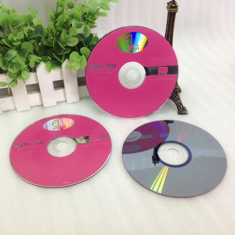 5 дисков 4x4,7 GB розовые печатные DVD+ RW диски