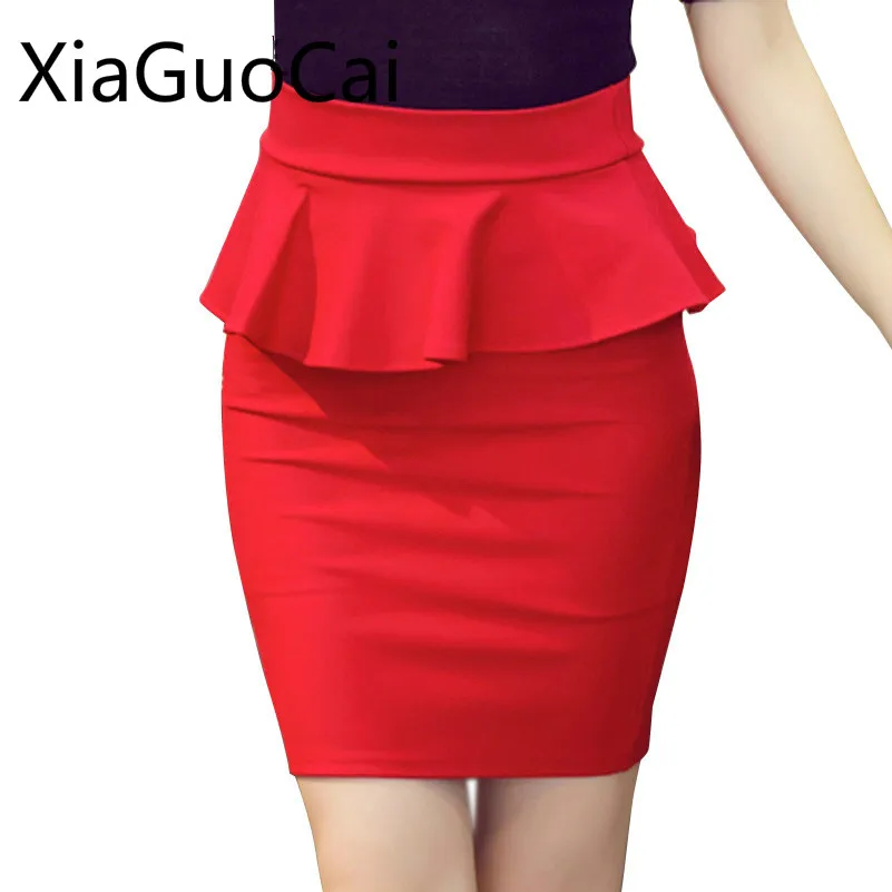 

OL Brand Fashion Women Skirts High Waist Ruffles Female Skirts Summer Casual Skirts for Ladies Work Pencil Bottoms Plus Size 35