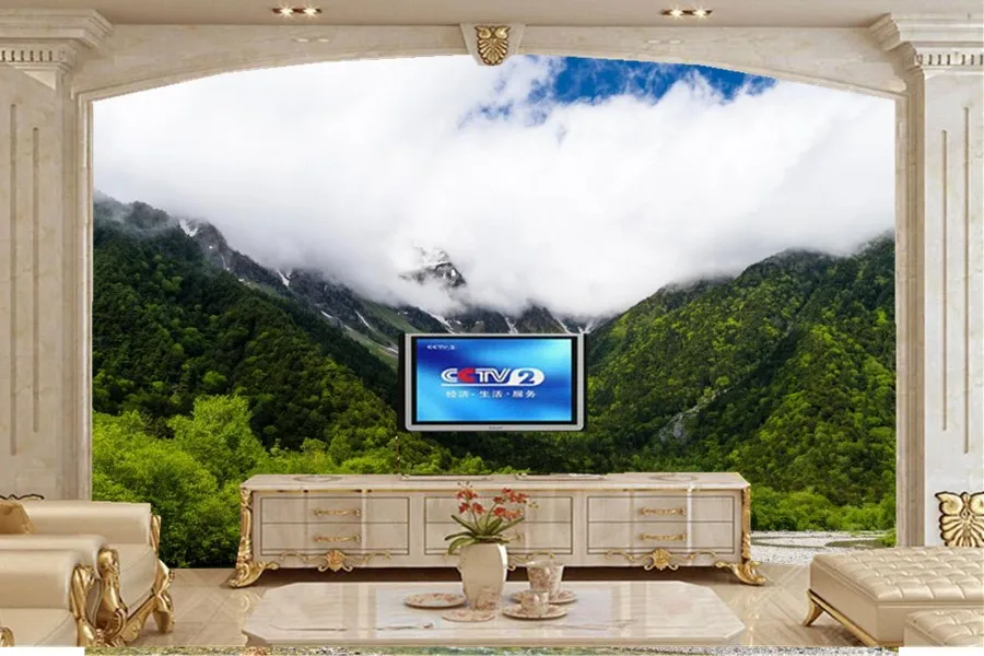 

Large 3d murals,Scenery Mountains Forests Clouds Nature wallpapers,living room sofa tv wall children bedroom papel DE parede