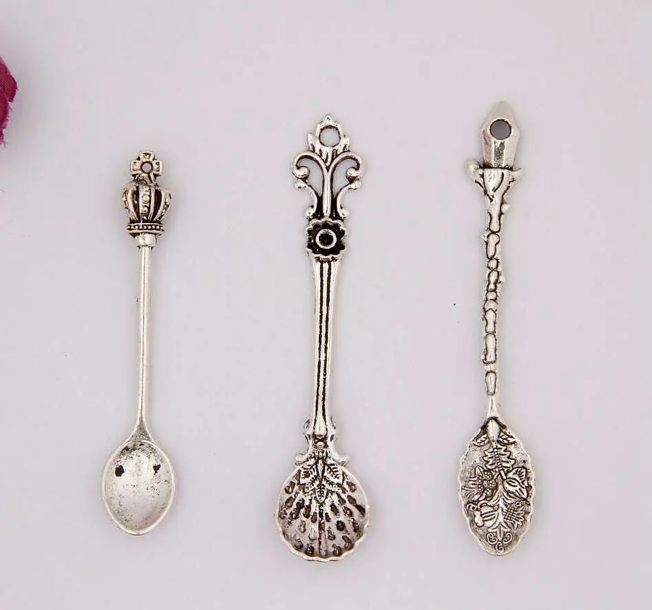 Горячая 20 шт антикварная серебряная ложка из цинкового металлического сплава