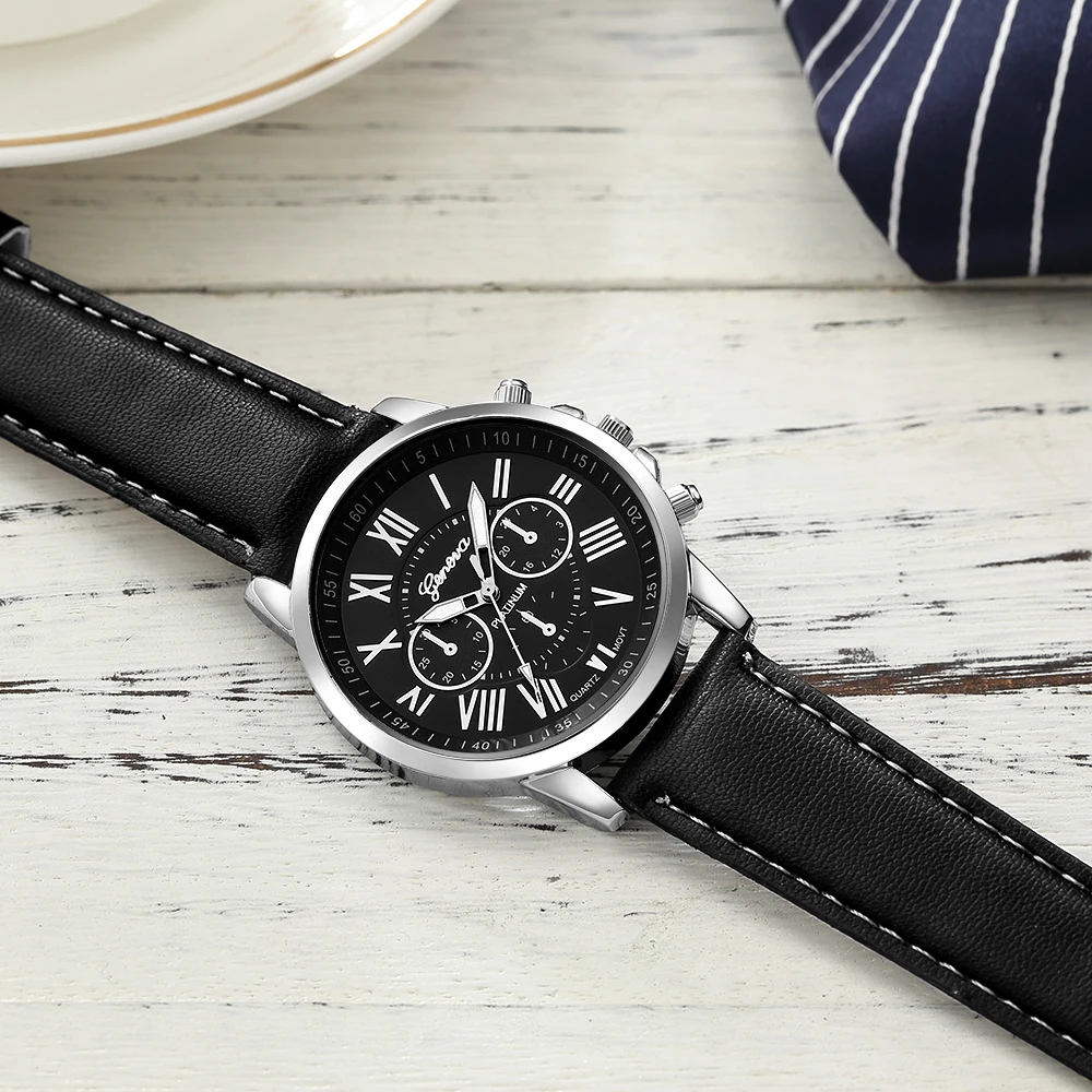 Men Business Watch Fashion Simple Style Cheap but Exquisite Leather Strap Wrist Geneva Movement Male Clock Dropshipping | Наручные часы