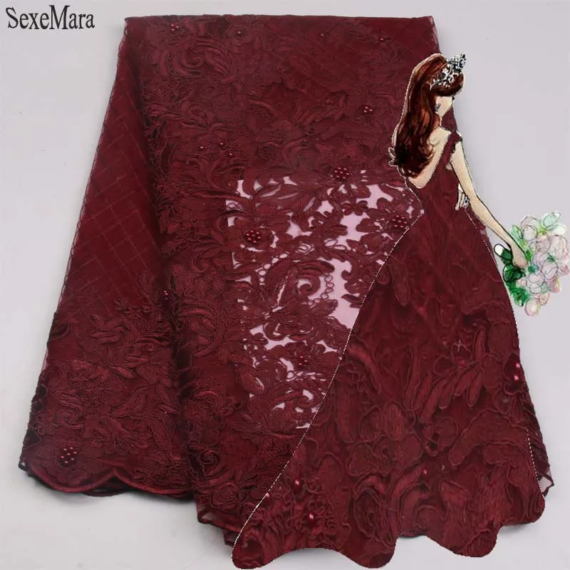 SexeMara2017High Quality Nigerian Lace Fabrics With Stones African French Net Fabric Embroidered Tulle Mesh | Дом и сад